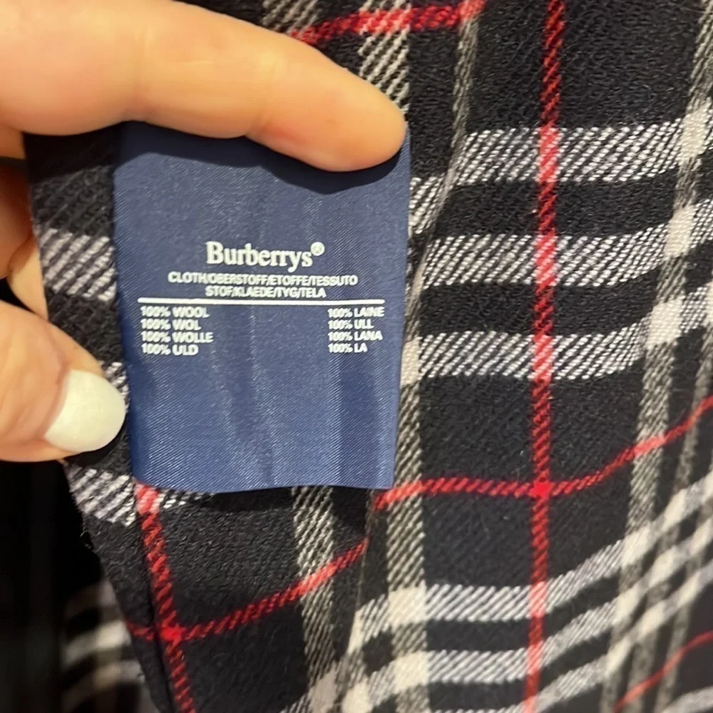 Burberrys Sz 10 Vintage Burberry Dark Navy Trench Coat with Wool Zipout Lining - Picture 15 of 16